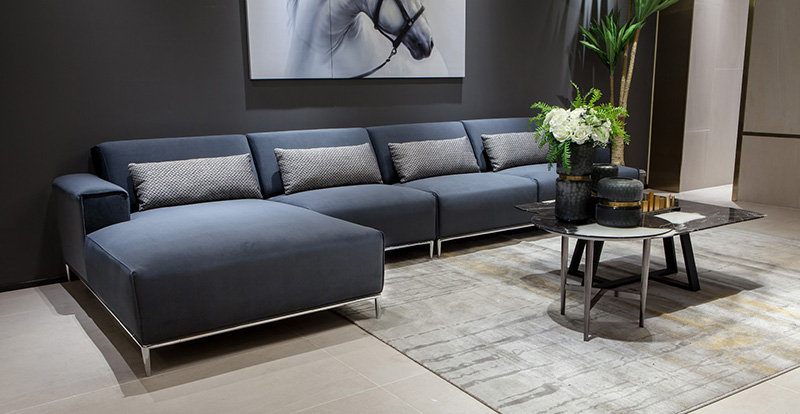 Phòng khách đơn giản hiện đại Kết hợp ghế sofa góc có tay vịn rộng 107967