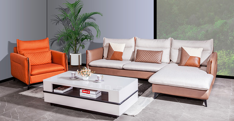 Phòng khách đơn giản hiện đại Vải kết hợp Sofa đường thẳng 620038